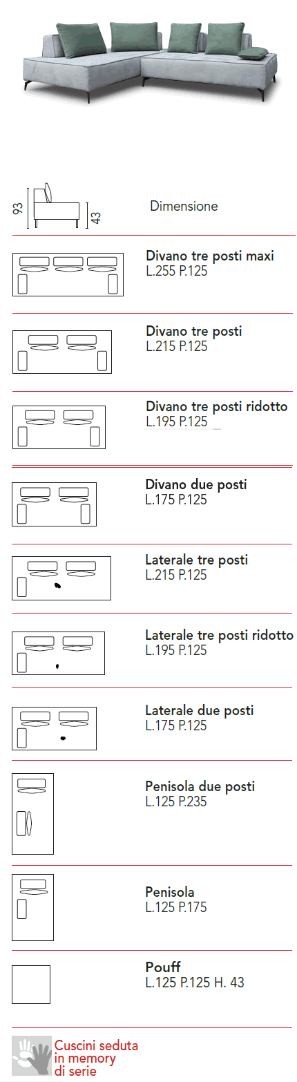 Divano Trento schemi