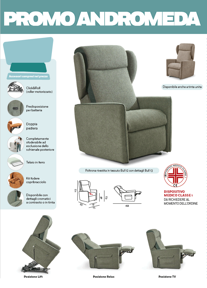 Andromeda poltrona relax alzapersona